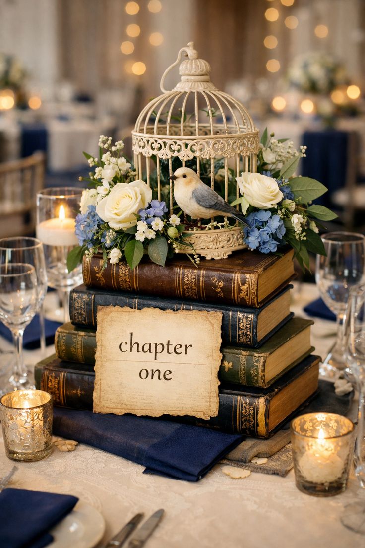 Book wedding centerpiece