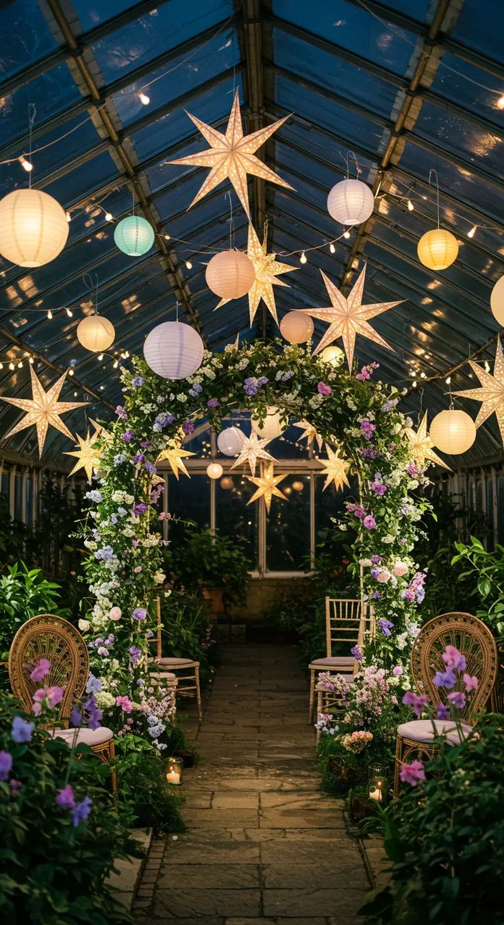 whimsy wedding hanging lights